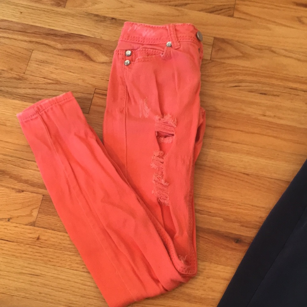 Almost Famous Dark Salmon Skinny Jean Size 0